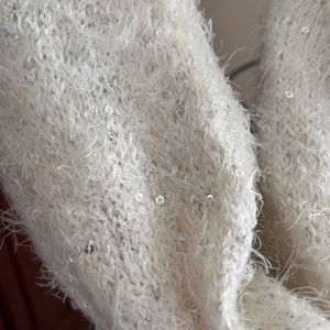 Infinity scarf cream with sequins. Super soft